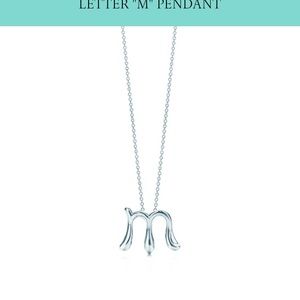 Tiffany Elsa Peretti silver "M" initial necklace